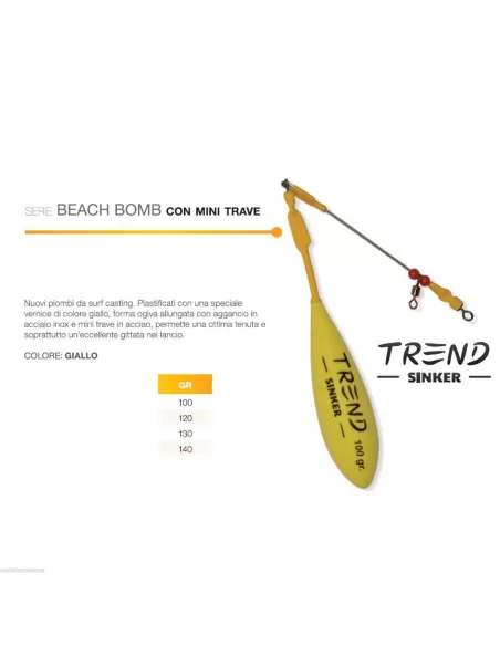 Piombo da surfcasting beach bomb trave giallo Trend Surf Casting Piombi Surfcasting Trend Sinker