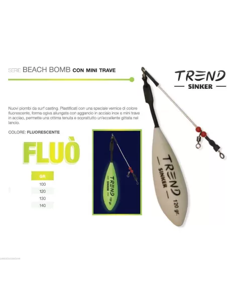 Piombo da surfcasting beach bomb trave fluo Trend Surf Casting Piombi Surfcasting Trend Sinker