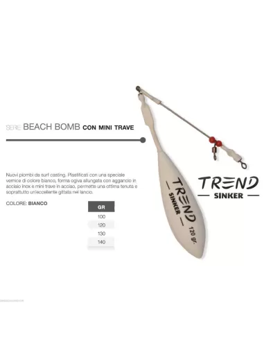 Piombo da surfcasting beach bomb trave bianco Trend Surf Casting Piombi Surfcasting Trend Sinker