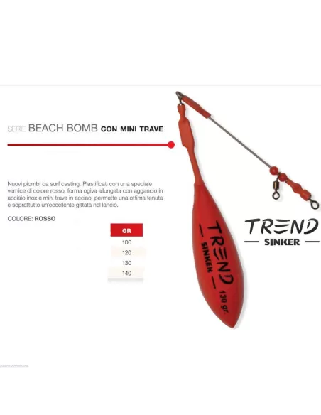 Piombo da surfcasting beach bomb trave rosso Trend Surf Casting Piombi Surfcasting Trend Sinker