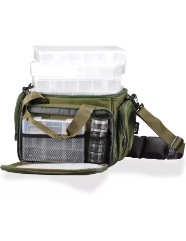 Borsa con tracolla e scatole Carpfishing