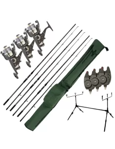 Kit da Carpfishing 3 Canne 3 Mulinelli 3 Avvisatori Fodero e Rodpod Kit da pesca Carpfishing Kolpo