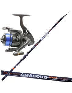 Combo Pesca Bolognese Canna 7 mt in Carbonio Mulinello e Filo Kit da pesca Sele