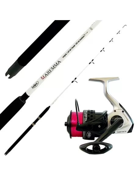 kolpo Kit Traina Costiera Canna 15/30 lbs Mulinello Potente con Filo Kit da pesca Kolpo