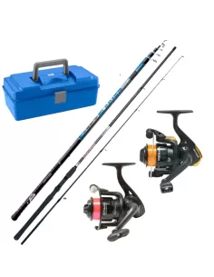 Combo Pesca Spinning Bolognese Canne Mulinelli Fili e Valigetta Kit da pesca Kolpo