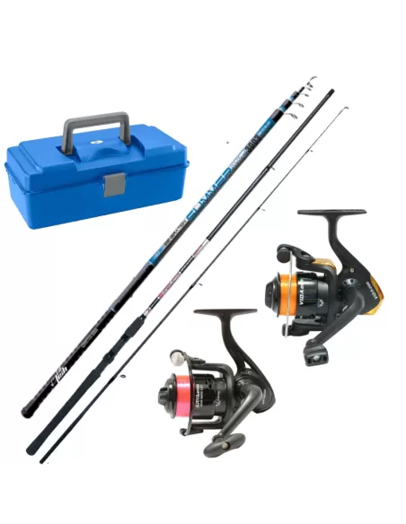 Combo Pesca Spinning Bolognese Canne Mulinelli Fili e Valigetta Kit da pesca Kolpo