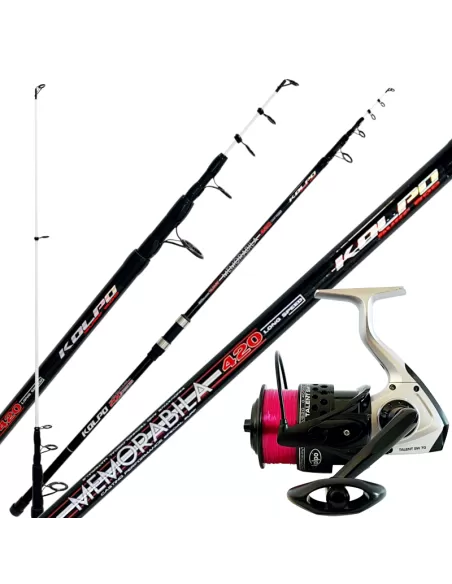 Kit Pesca Surfcasting Canna Kolpo Memorabila 200 gr 4.20 mt Mulinello Nanga 7000 Kit da pesca Kolpo