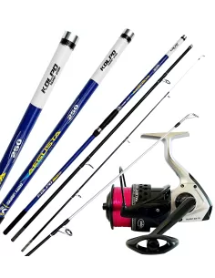 Combo per la Pesca Surfcasting Canna in Carbonio 250 gr 4.20 mt Mulinello 7000 e Filo Kit da pesca Kolpo