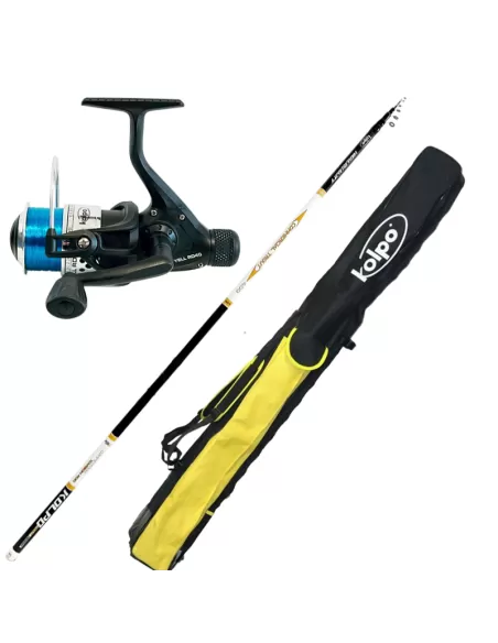 Combo Pesca Trota Lago Con Canna Mulinello Filo e Fodero Kit da pesca Kolpo