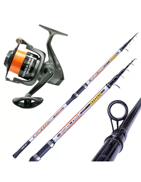 Combo Pesca Surfcasting Canna Telescopica Mulinello e Filo Kit da pesca Sele
