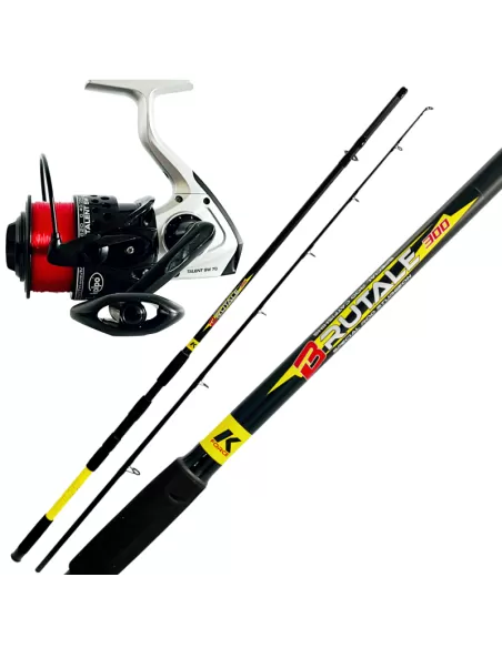 Kit Pesca Fondo Storione Siluro Canna Brutale 200/600 gr Mulinello Potente con Filo Kit da pesca Kolpo