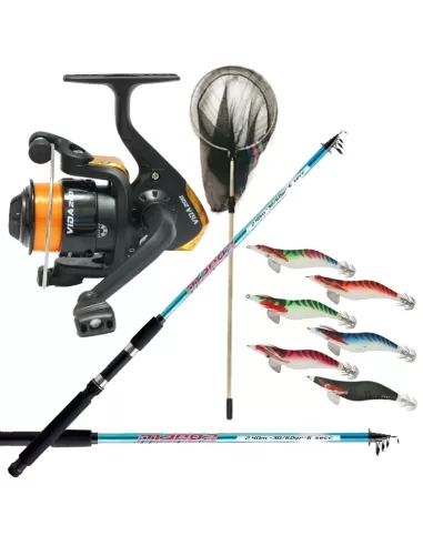 Combo Seppia Canna Mulinello Filo 6 Totanare Guadino Pesca Cefalopodi Kit da pesca Zun Zun