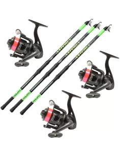 Combo Pesca Fondo Porto Scogliera Lago 3 Canne 3 Mulinelli Kit da pesca Kolpo