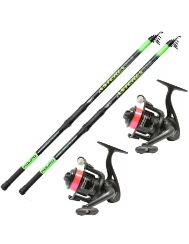 Combo Pesca Fondo Porto Scogliera Lago 2 Canne 2 Mulinelli Kit da pesca Kolpo