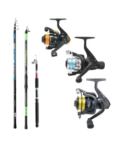 Kit Canne e Mulinelli da Pesca 3 Canne 3 Mulinelli Kit da pesca Kolpo