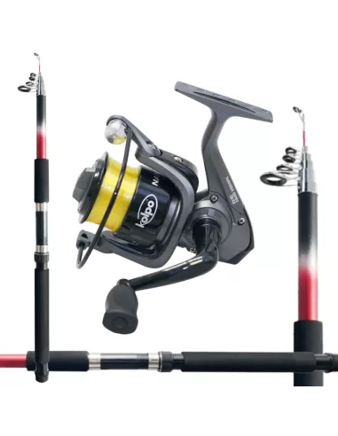 Combo per la Pesca Ingombro Ridotto Canna Mulinello e Filo Kit da pesca Kolpo