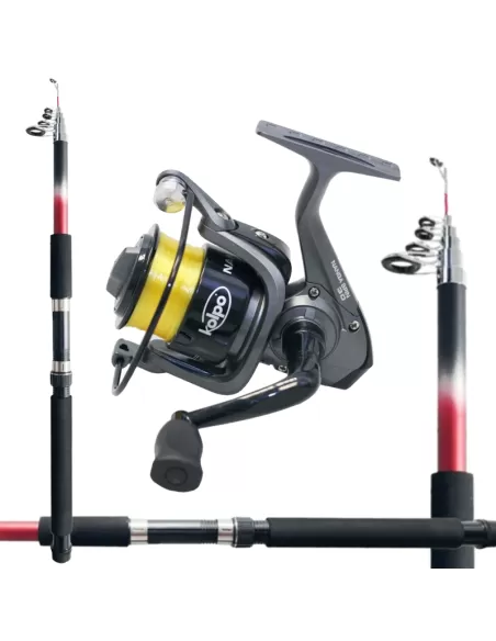 Combo per la Pesca Ingombro Ridotto Canna Mulinello e Filo Kit da pesca Kolpo