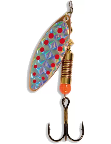 Cucchiaino Rotante Da Spinning Paletta Allungata Bronzata Punti Rossi Olografico Esche Artificiali Take