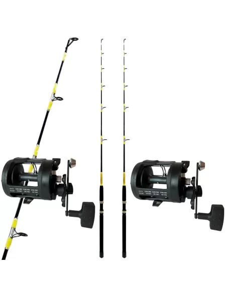Combo Pesca Traina Costiera Doppio 2 Canne da Pesca 2 Mulinelli Kit da pesca All Fishing