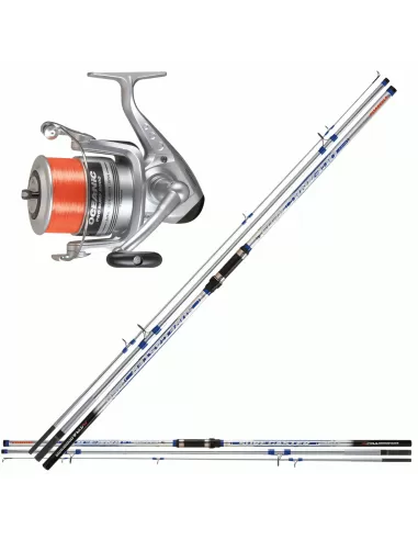 Trabucco Kit Combo Surf Casting Canna Tre Pezzi Mulinello Con Filo Kit da pesca Trabucco