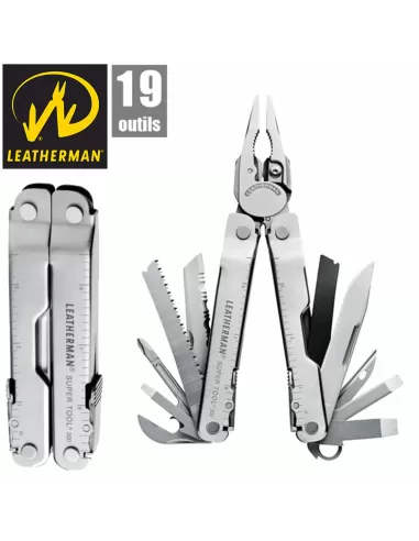 Leatherman Super Tool 300 Con Fodero Cuoio Pinza multiuso Pressionale 19 Attrezzi in Uno Coltelleria Leatherman