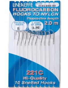 Hooks Tied with 2 mt of Fluorocarbon Wire 10 pz 