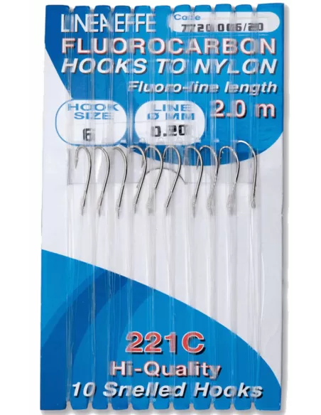 Ami Legati con 2 mt di Filo Fluorocarbon 10 pz Ami legati Lineaeffe