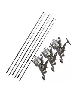 Kit Carpfishing con Tre Canne e Tre Mulinelli e Filo Kit da pesca NGT