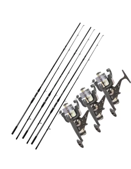 Kit Carpfishing con Tre Canne e Tre Mulinelli e Filo Kit da pesca NGT