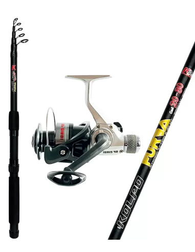 Kolpo Kit Pesca Travel Bolognese Spinning Fondo Canna e Mulinello Kolpo Kit da pesca Kolpo