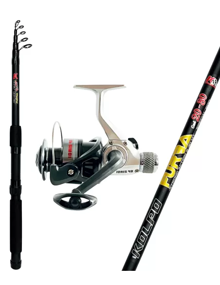 Kolpo Kit Pesca Travel Bolognese Spinning Fondo Canna e Mulinello Kolpo Kit da pesca Kolpo