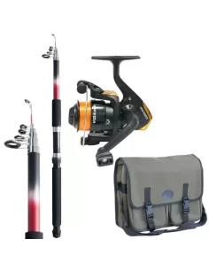 Kit Pesca Spinning Travel Canna 2.70 Mulinello Filo e Borsa Kit da pesca Kolpo