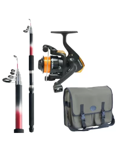Kit Pesca Spinning Travel Canna 2.70 Mulinello Filo e Borsa Kit da pesca Kolpo