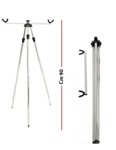 Tripod fishing surf casting made of aluminum with adjustable legs in height. 