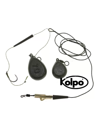kolpo Montatura Completa Carpfishing con due Piombi Pesca Carpfishing Kolpo