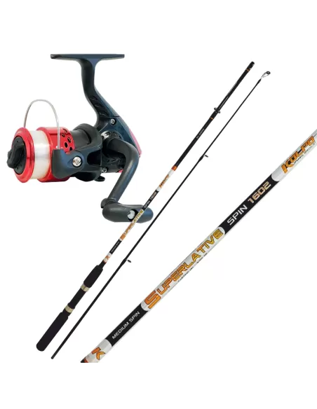Combo Spinning Completo di Canna 3 20 gr Mulinello e Filo Kit da pesca Kolpo