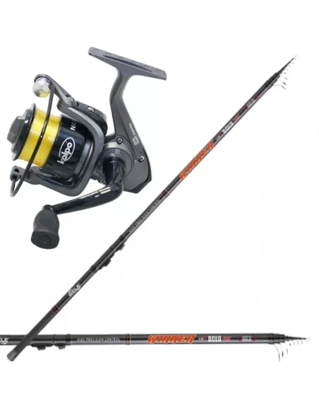 Kit Pesca Bolognese Canna in Carbonio 6mt e Mulinello da Pesca con Filo Kit da pesca Kolpo