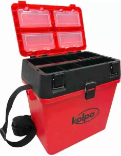 Kolpo Paniere Panchetto da Pesca con Seduta Porta Accessori e Tracolla Red Cassette Pesca Kolpo