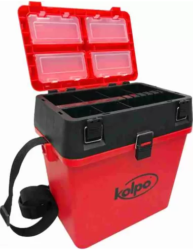 Kolpo Paniere Panchetto da Pesca con Seduta Porta Accessori e Tracolla Red Cassette Pesca Kolpo
