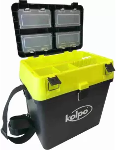 Kolpo Paniere Panchetto da Pesca con Seduta Porta Accessori e Tracolla Black Cassette Pesca Kolpo