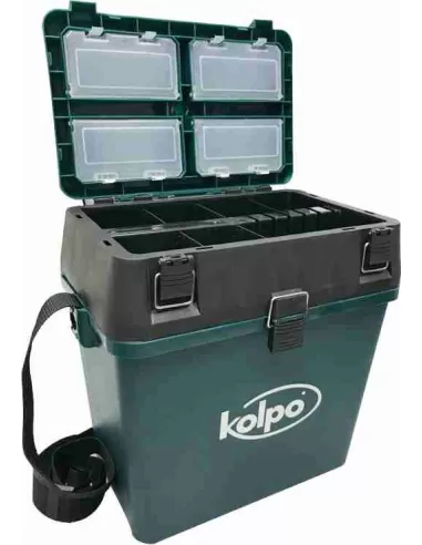 Kolpo Paniere Panchetto da Pesca con Seduta Porta Accessori e Tracolla Green Cassette Pesca Kolpo