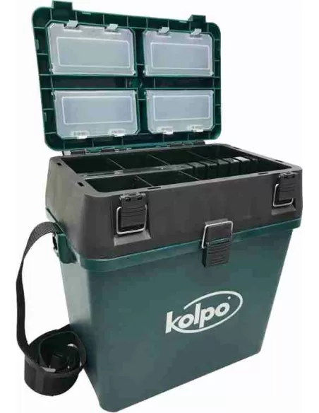 Kolpo Paniere Panchetto da Pesca con Seduta Porta Accessori e Tracolla Green Cassette Pesca Kolpo