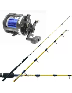 Trolling Fishing Kit Rod Reel with Rotating Wire lb 20-50 Coast 