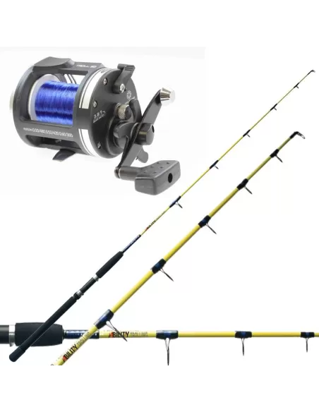 Kit Pesca Traina Sottocosta Canna 20-50 lb Mulinello con Filo Rotante  Kit da pesca Kolpo