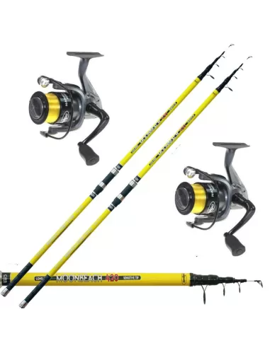 Kit in Combo Pesca Surfcasting 2 Canna 4.20 mt 200 gr 2 Mulinello Kolpo Kit da pesca Kolpo