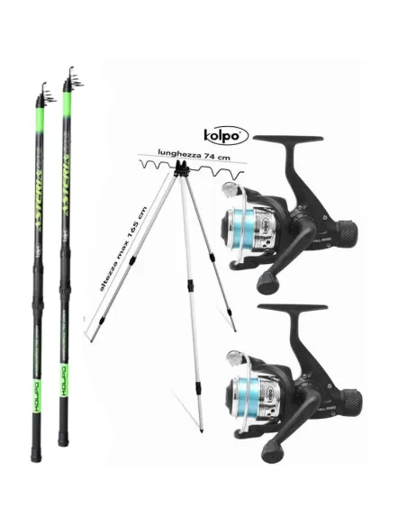 Surf fishing Rod Kit two Bottom Two Wire Reels Tripod Pier