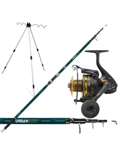 Kit Combo Pesca Surfcasting Canna Urban Mulinello Enjoy Sea Tripode Kit da pesca Kolpo