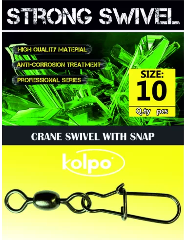 Girelle da Pesca Kolpo Crane Swivel Con Moschettone 5 pz Minuteria Kolpo