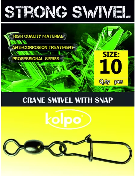 Girelle da Pesca Kolpo Crane Swivel Con Moschettone 5 pz Minuteria Kolpo