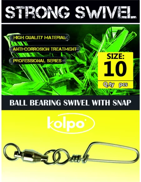 Girelle da Pesca Kolpo Con Cuscinetti e Moschettone Nichel 5pz Minuteria Kolpo